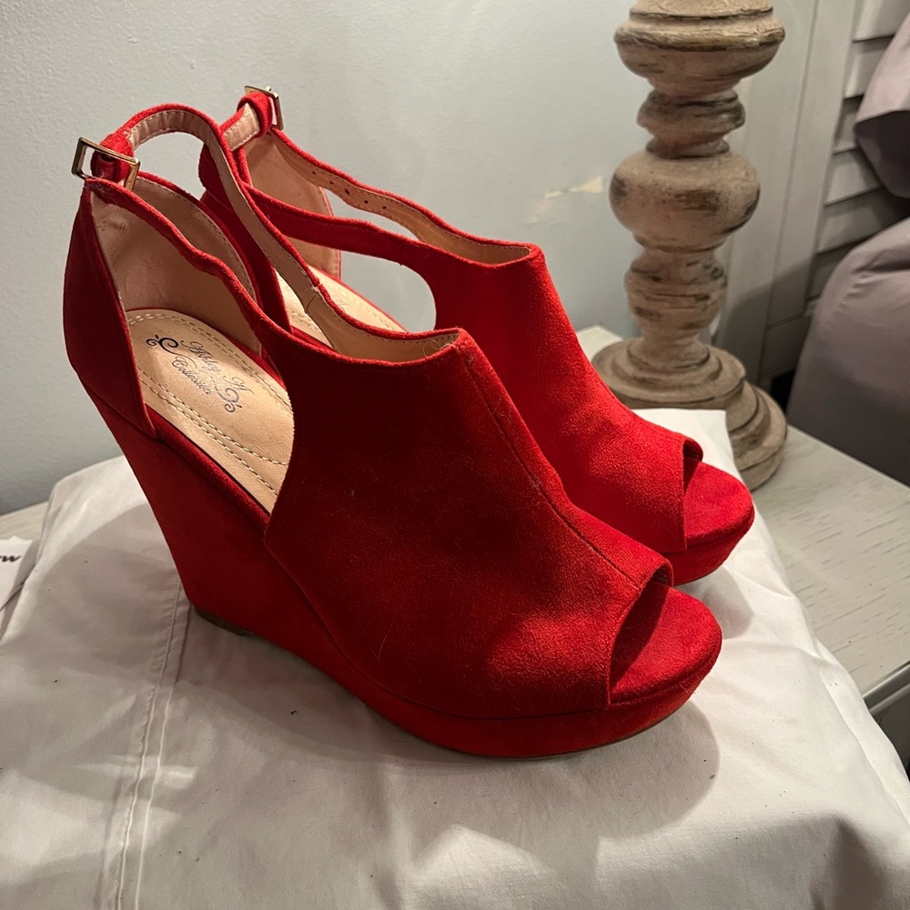 Red Wedge Sandals
